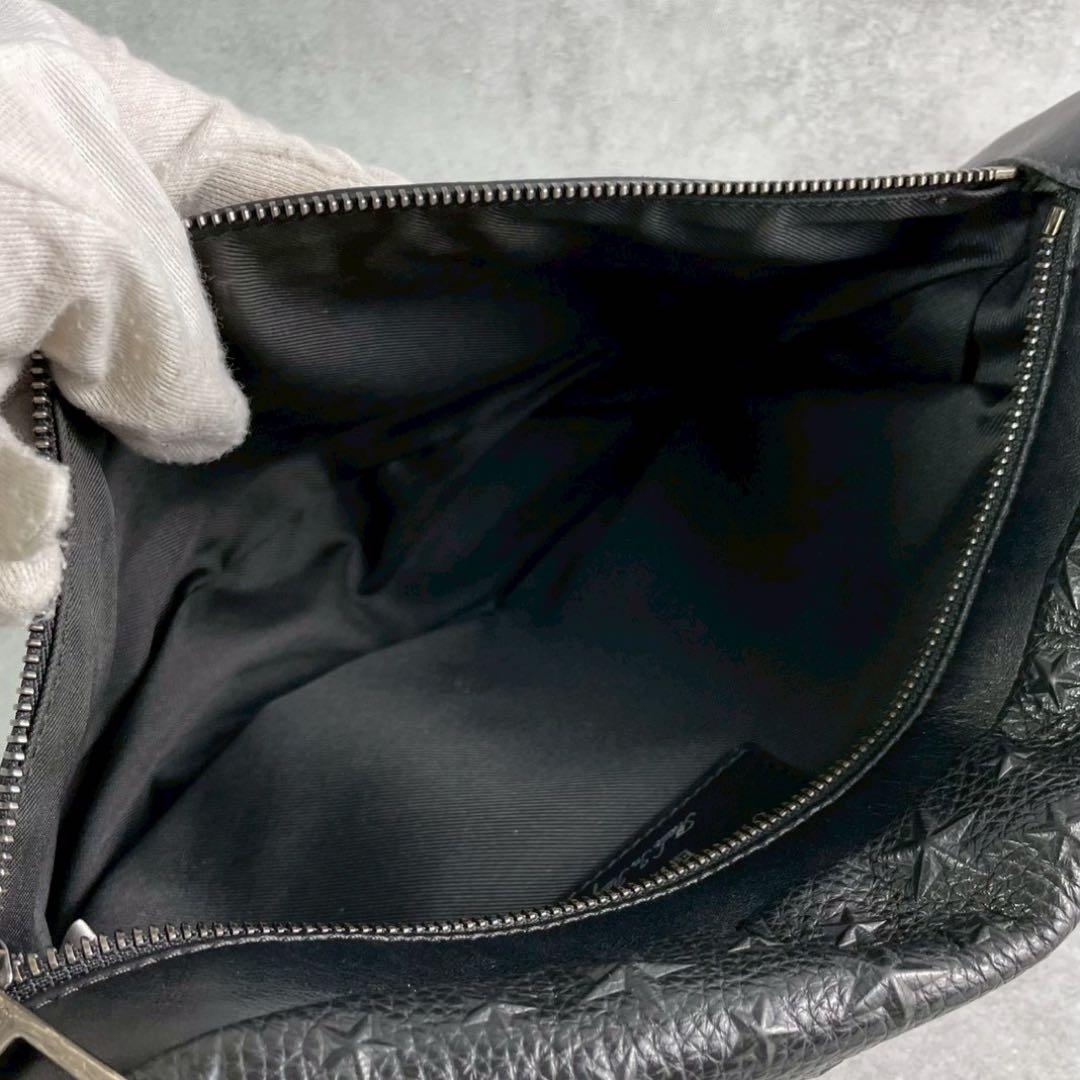 極美品】ジミーチュウ ボディバッグ ウエスト エンボス 総柄 黒 スター