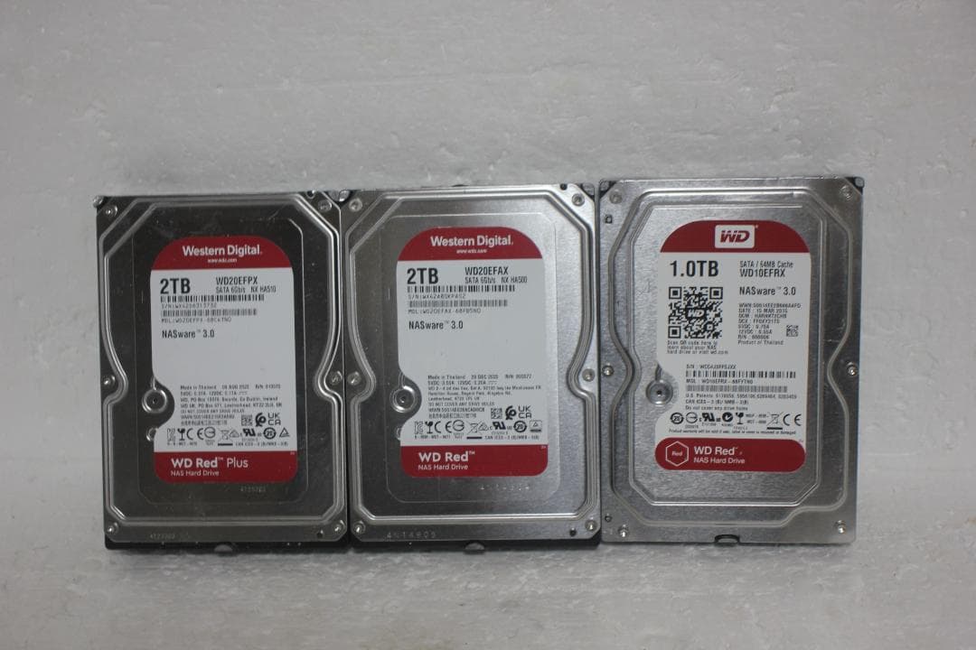 【健康状態注正常】3.5インチHDD WD RED 2TB 2個 1TB 1個 健康状態注正常】3.5インチHDD WD RED 2TB 2個まとめ