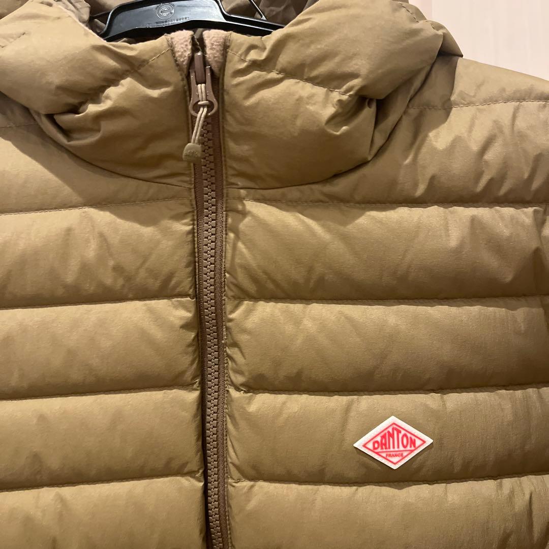 DANTON ナイロンタフタミドルダウンフーデッドコート ベージュ 36