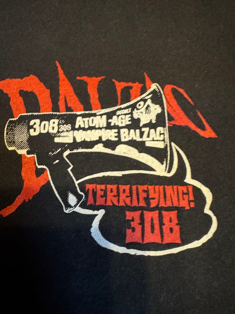 ビンテージBALZAC黒グラフィック、バンT made in USA、L美品