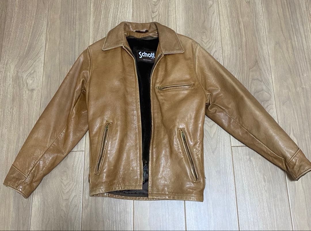 Schottトラッカージャケット AT101 サイズ34 USA製 Schott(ショット) / シングルライダースジャケット/34/レザー/BLK