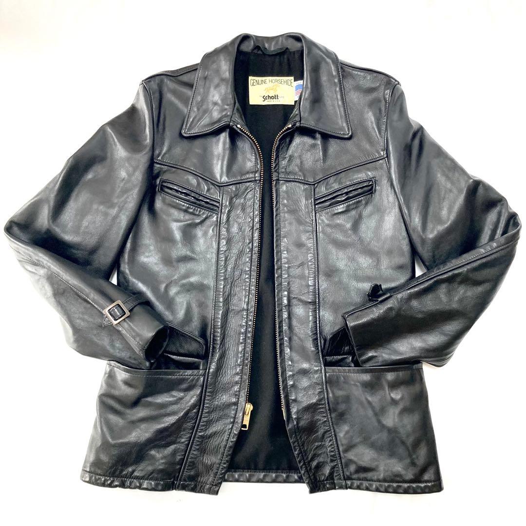 USA製schottショット社ホースハイド40馬革レザージャケットライダース黒