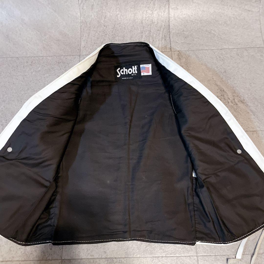希少✨Schott レザーベスト コンチョ ホワイト USA製 Sサイズ 90s