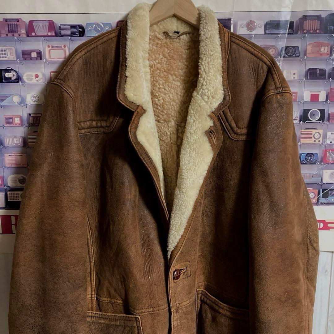 極上ユーロヴィンテージTRAPPERムートンコートレザージャケット本革