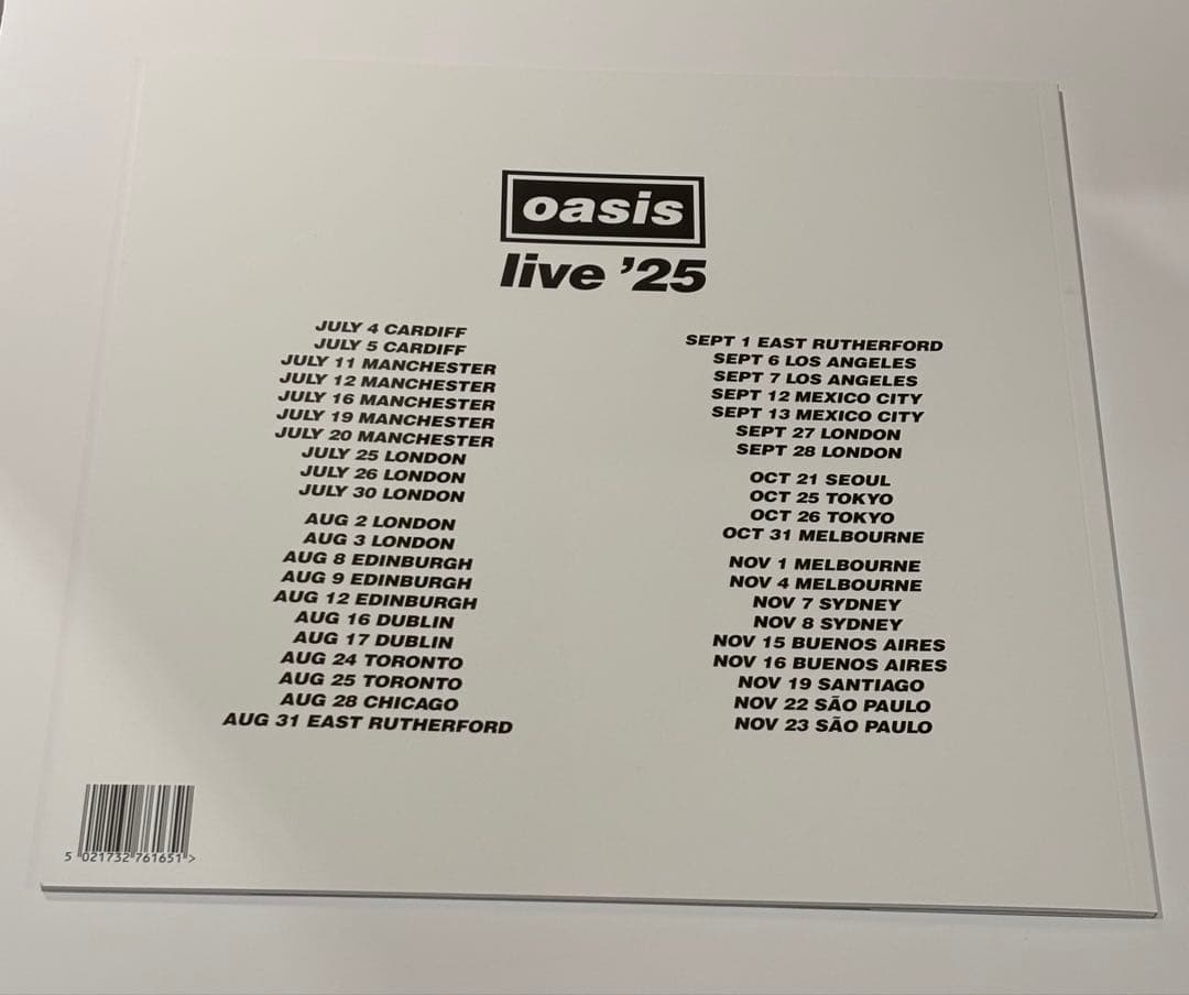 Oasis Live '25 ツアー記念アイテム　パンフレット　オアシス