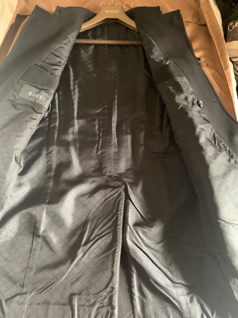 グッチ・ウールトレンチコート（美品、ブラック、サイズ46） - メルカリ