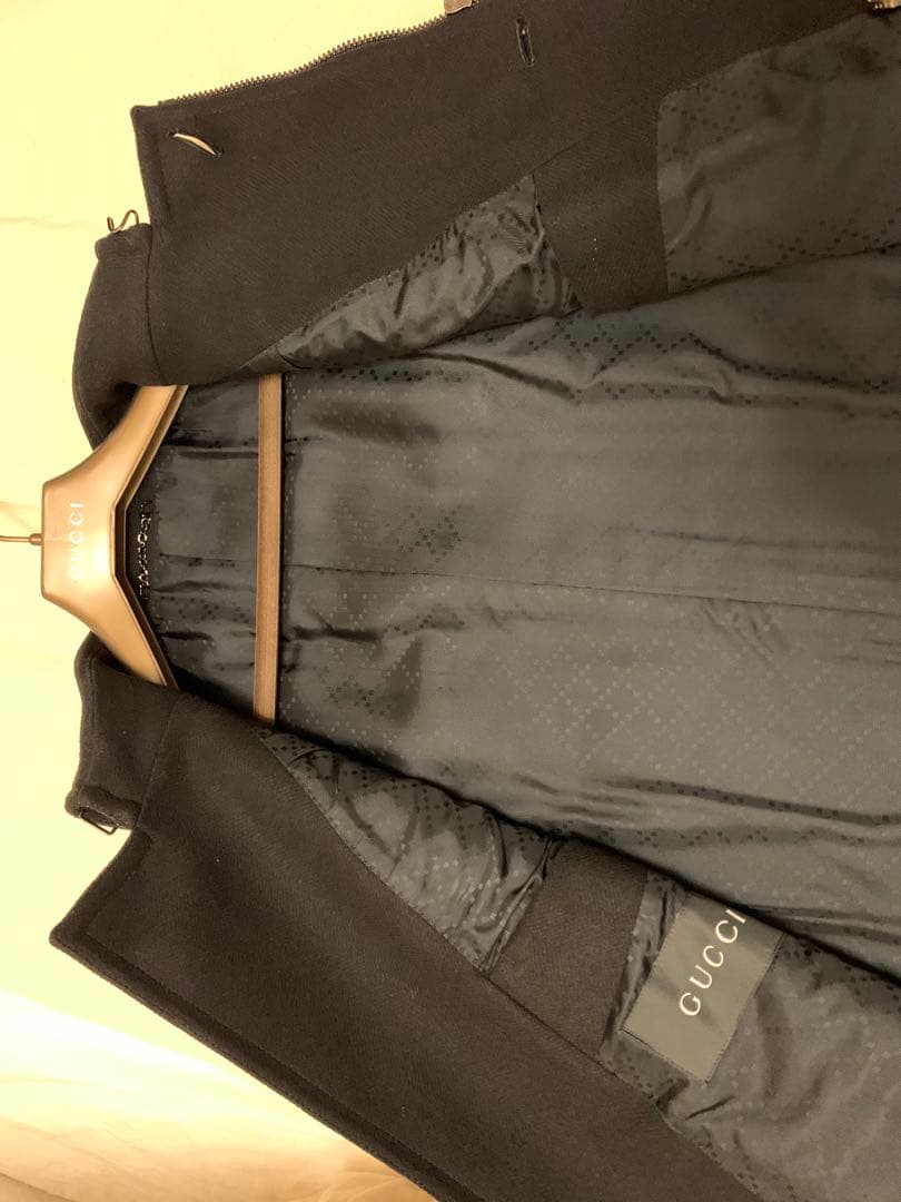 グッチ・ウールトレンチコート（美品、ブラック、サイズ46） - メルカリ