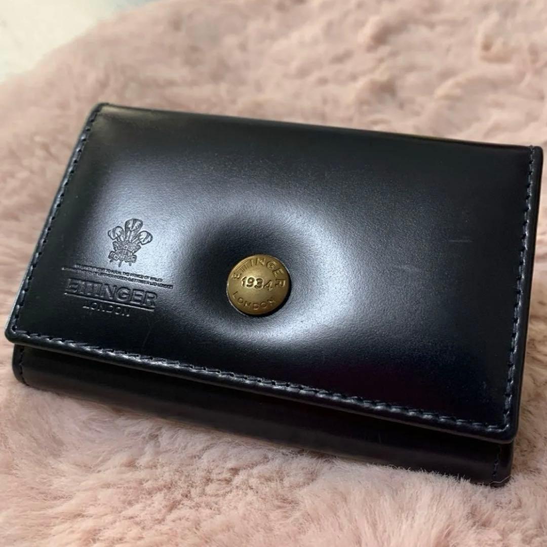 ETTINGER ネイビー パープル 小銭入れ ケース　限定　レア エッティンガー ETTINGER 二つ折り財布 小銭入れなし メンズ ロイヤル