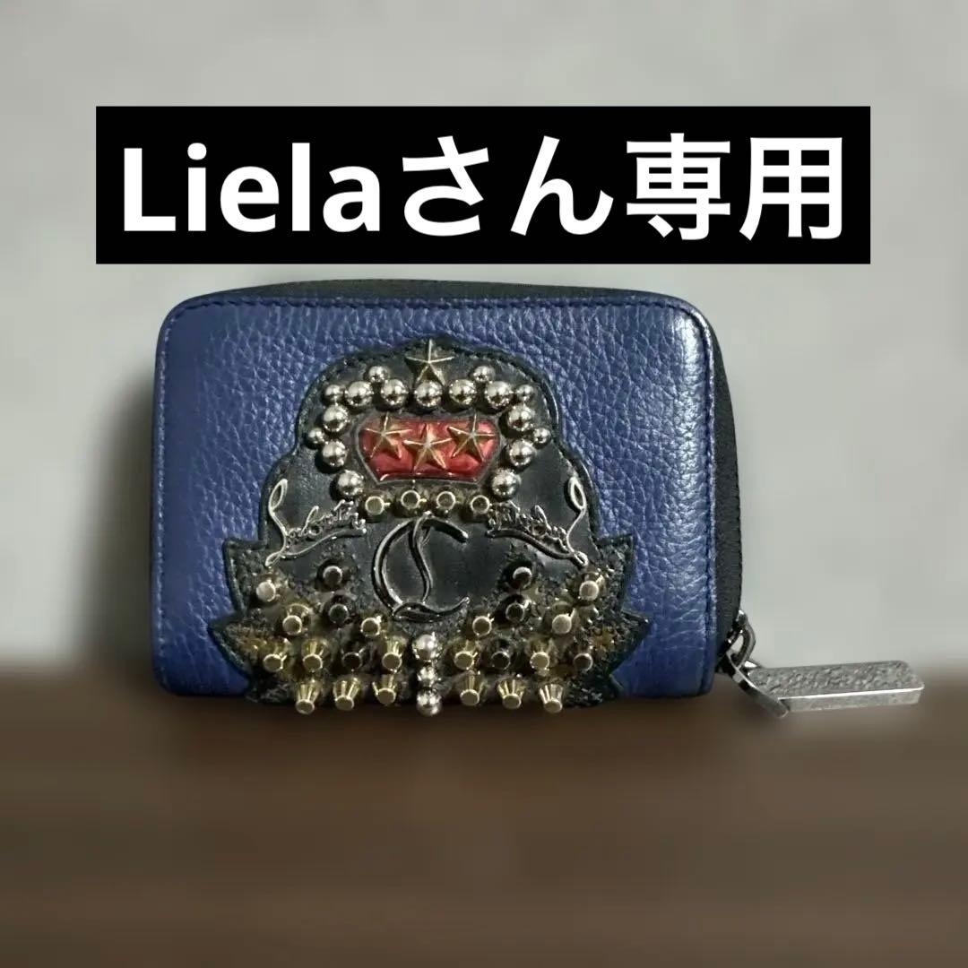青いレザーケース スタッズ付き　Louboutin Kios card holder ブラック カーフレザー - Accessories - Men