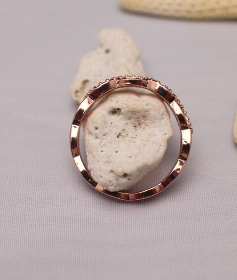 R-019 ローズゴールド インフィニティリング 指輪 クリスタルストーン