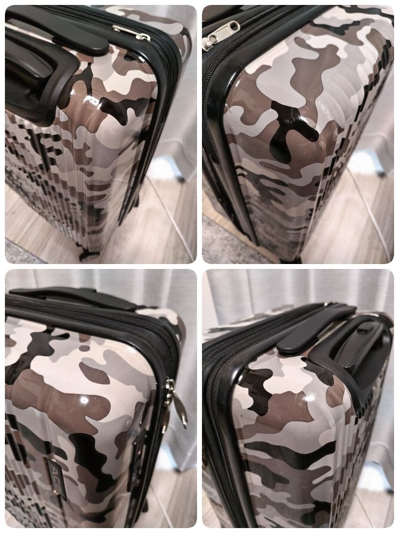 エース 拡張機能付き キャリーケース カモフラ柄 機内持ち込みOK