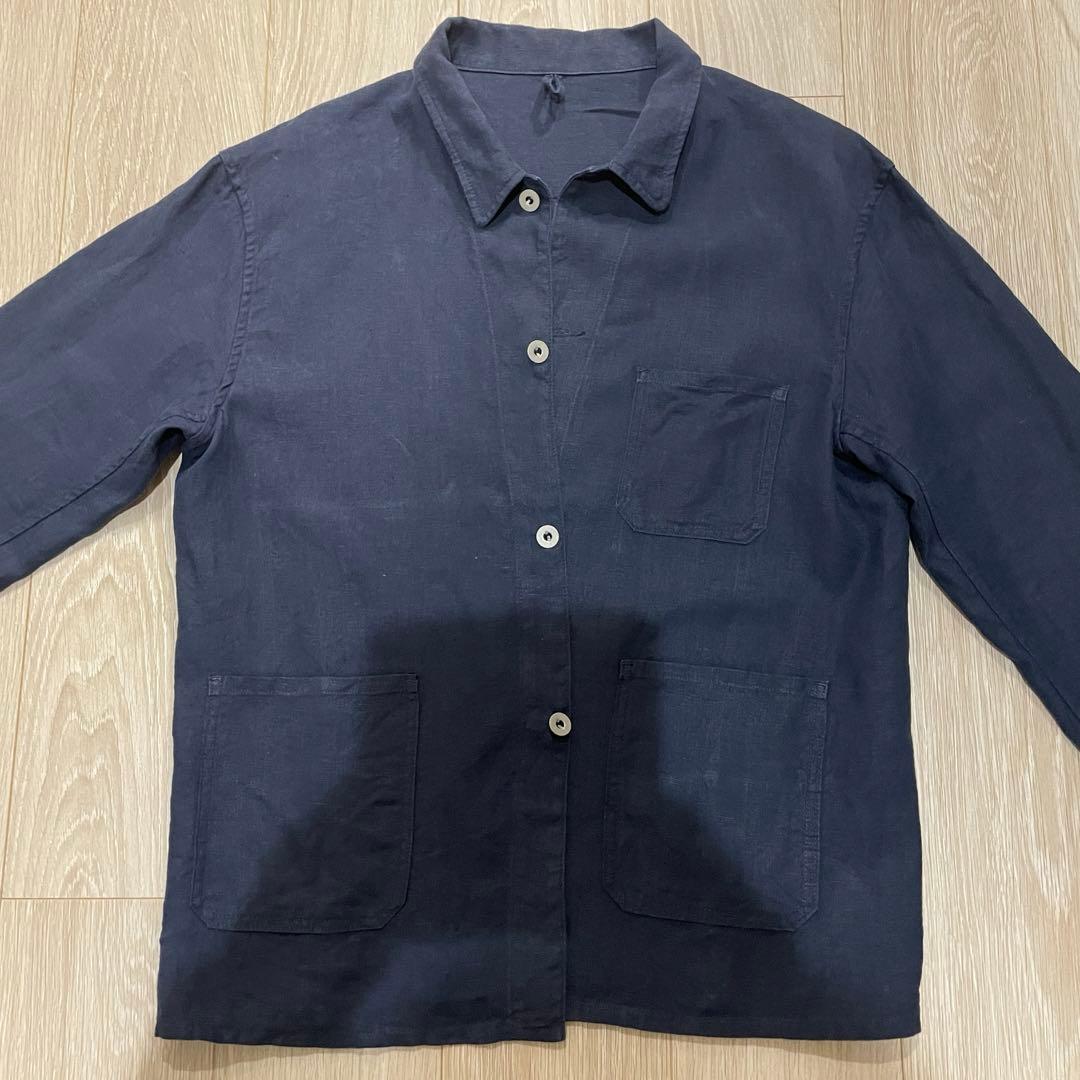 MOTOR モーター リネンフレンチワークジャケット 本池秀夫 XL 紺