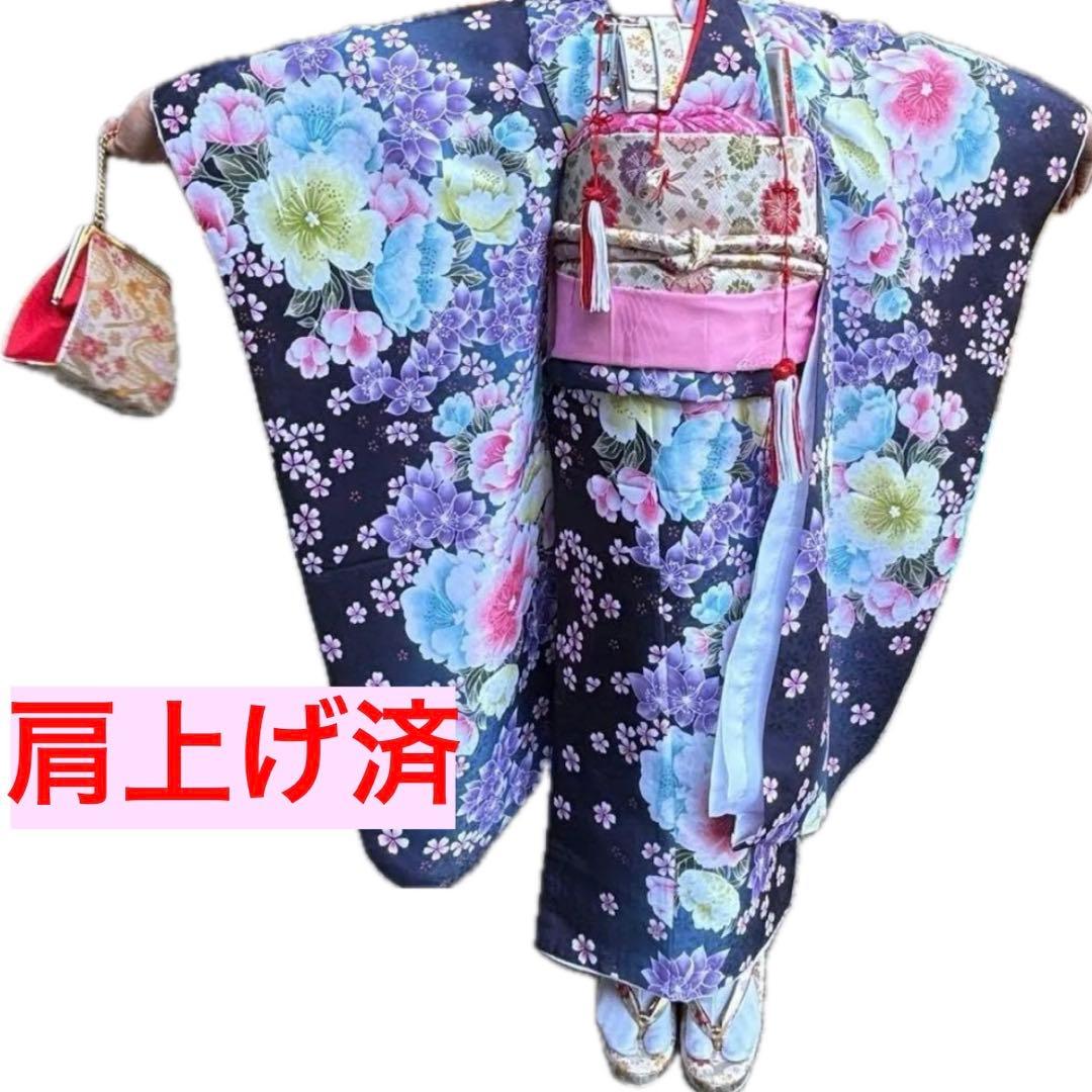 七五三 着物フルセット 肩上げ済　７歳　女の子 七五三 着物 7歳 女の子 着物フルセット 式部浪漫 ブランド 絵羽柄 梅