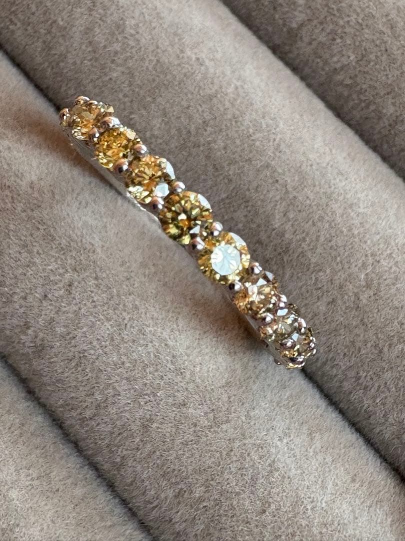 PT900 イエローダイヤ(0.93ct) ハーフエタニティリング✨