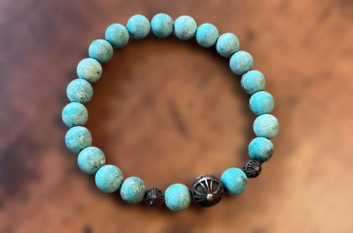 CHROME HEARTS (クロムハーツ) ターコイズビーズブレスレット CHROME HEARTS クロムハーツ 8mm ターコイズ ビーズブレスレット