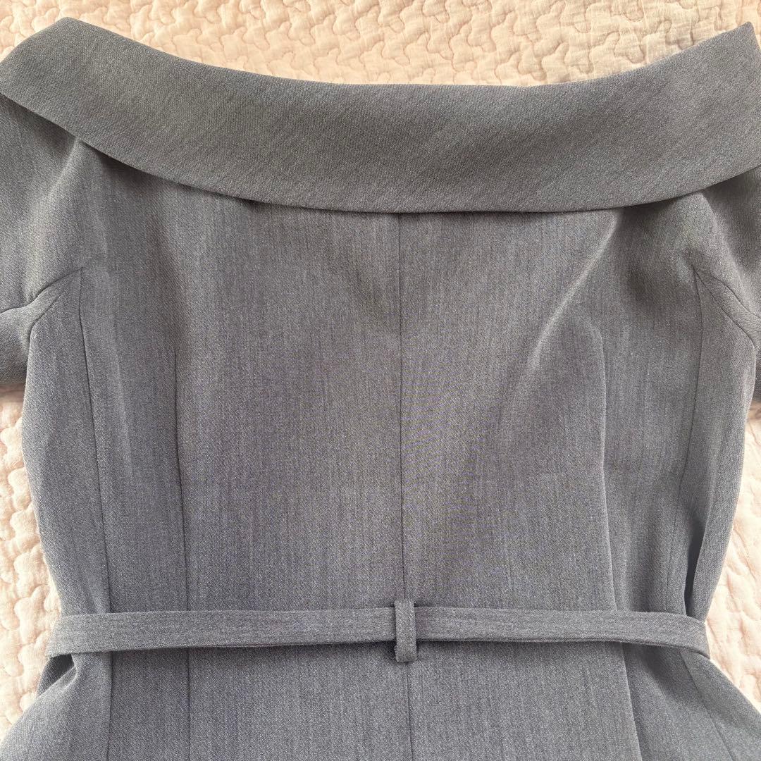 polaura ポローラオフショルカラーボタンダブルジャケットグレー