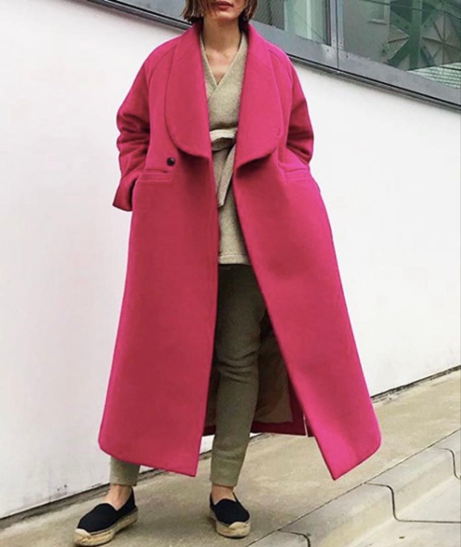 美品✨ホリデイ 近年モデル ショールカラーフトンコート ピンク ウール