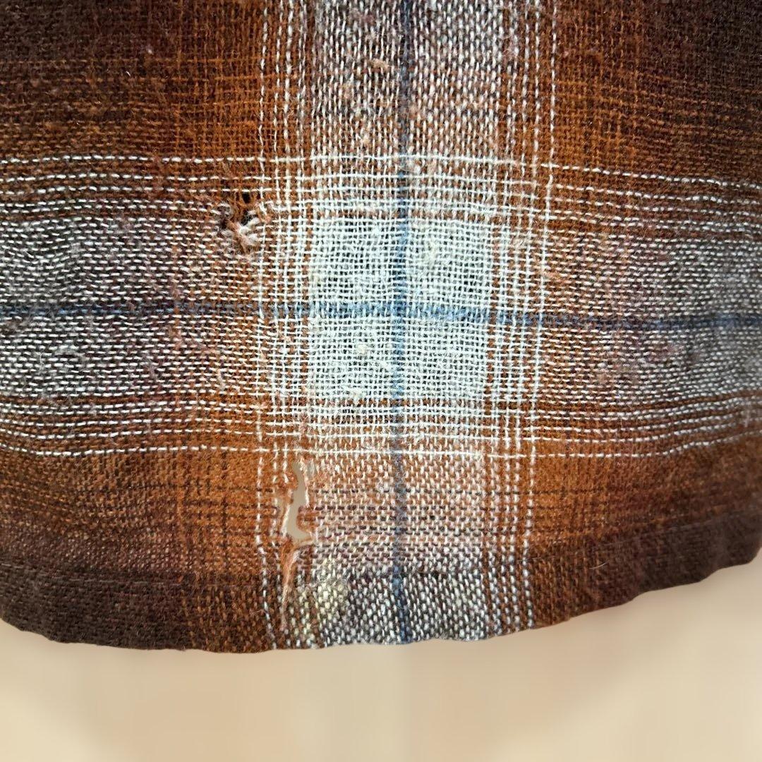 60s モンゴメリーワード オンブレ ウール シャツ M ブラウン - メルカリ