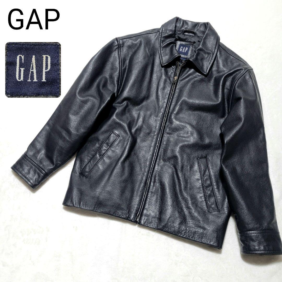美品】OLD GAP レザージャケット 牛革 シボ革 大きいサイズ L 黒