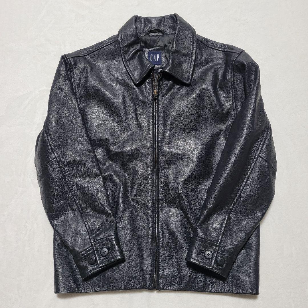 美品】OLD GAP レザージャケット 牛革 シボ革 大きいサイズ L 黒