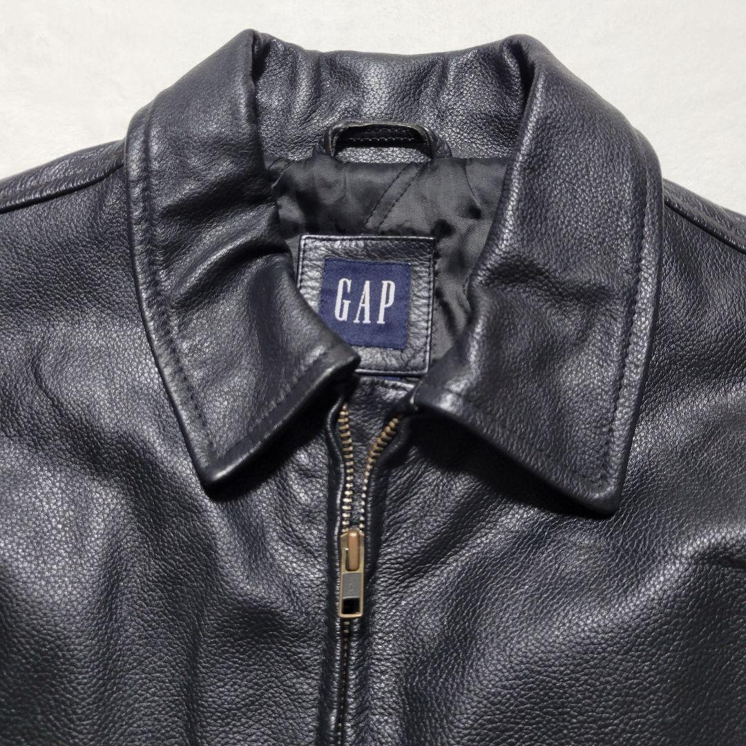 美品】OLD GAP レザージャケット 牛革 シボ革 大きいサイズ L 黒