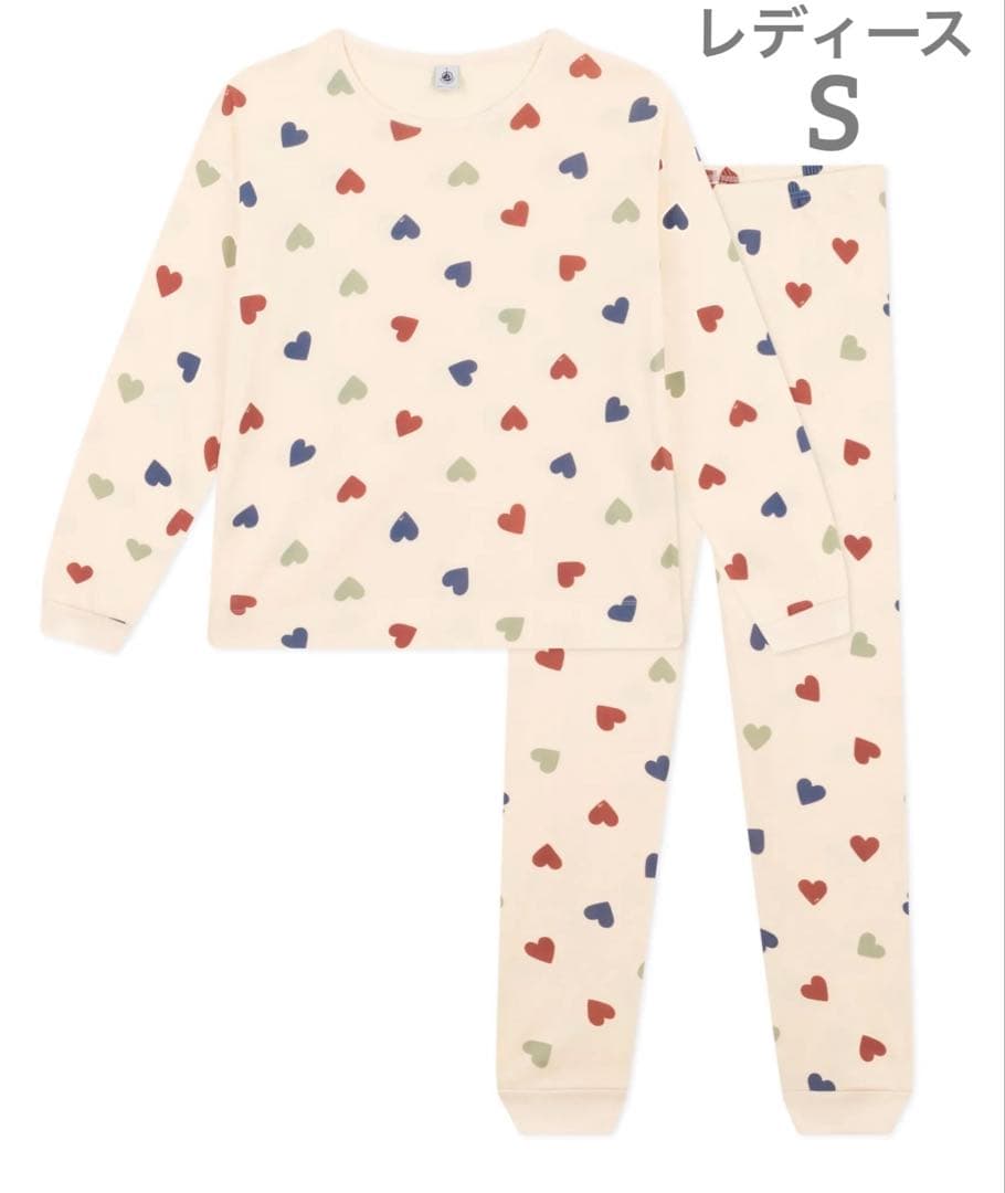 新品 未使用 プチバトー レディース S 長袖 パジャマ ハートミルキー プリント長袖パジャマ | ベビー服・子供服通販のPETTIT BATEAU【公式】