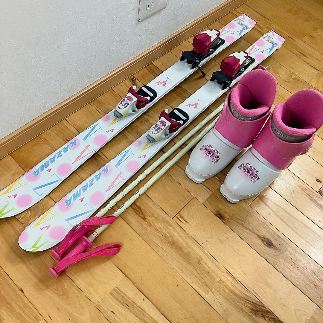 KAZAMA スキー板 110㎝ ストック ブーツ 4点セット