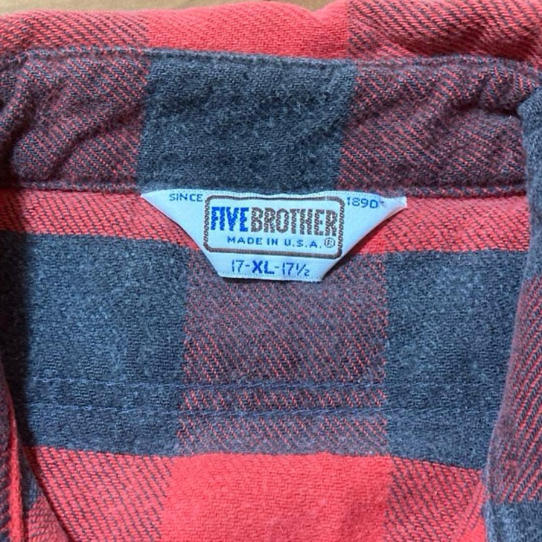 N*b様 80年代USA製 FIVE BROTHER バッファローチェックネルシ - メルカリ