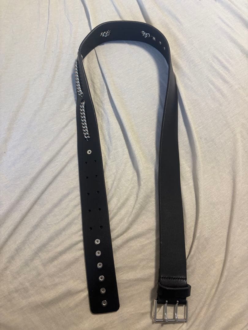 r　Dior HOMME stripエディ期　ハトメ　レザーチェーンベルト Dior Homme SS04 Velcro Chain Belt From Spring/Summer 2004 „Strip