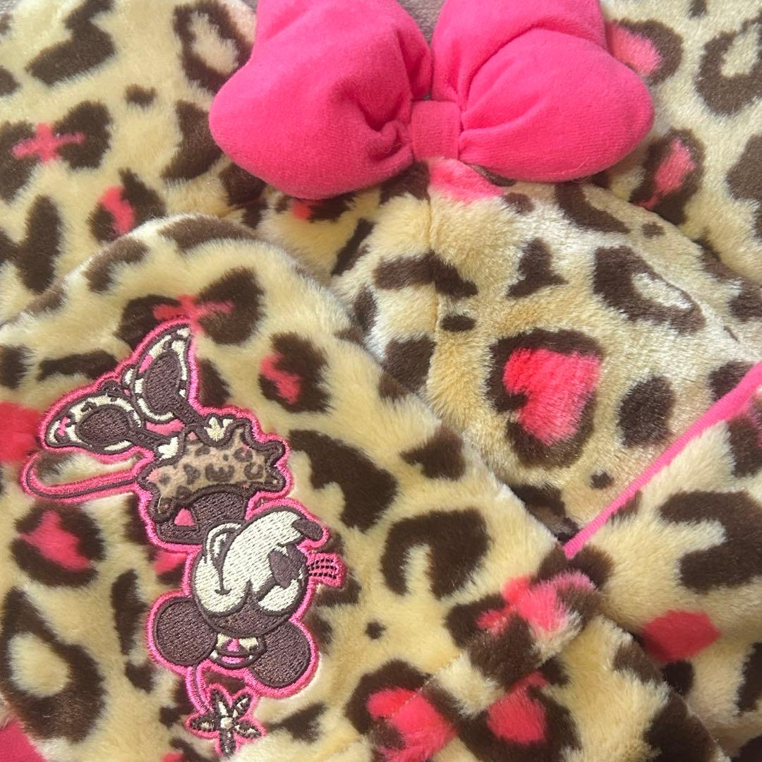 値下げ可 ディズニー ヒョウ柄 マフラーキャップ ミニー 美品 - メルカリ