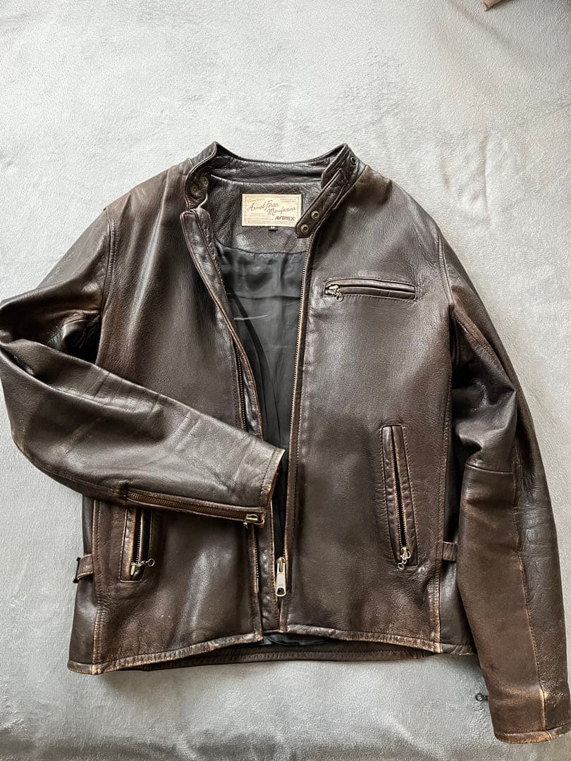 AVIREX ダークブラウン　シングルライダース AVIREX アビレックス シングルライダースジャケット6191015