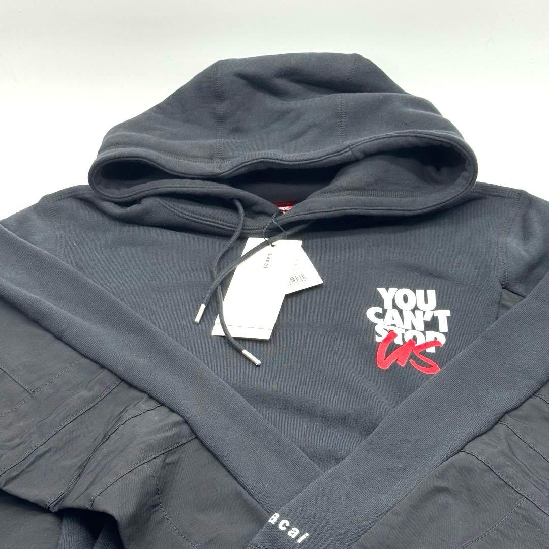 超美品 サカイ ナイキ コラボ ブラック 異素材ドッキング プルパーカー