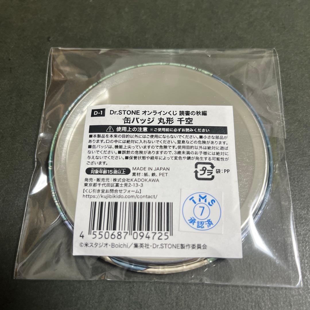 Dr.STONE オンラインくじ 読書の秋編 缶バッジ 石神千空 - メルカリ