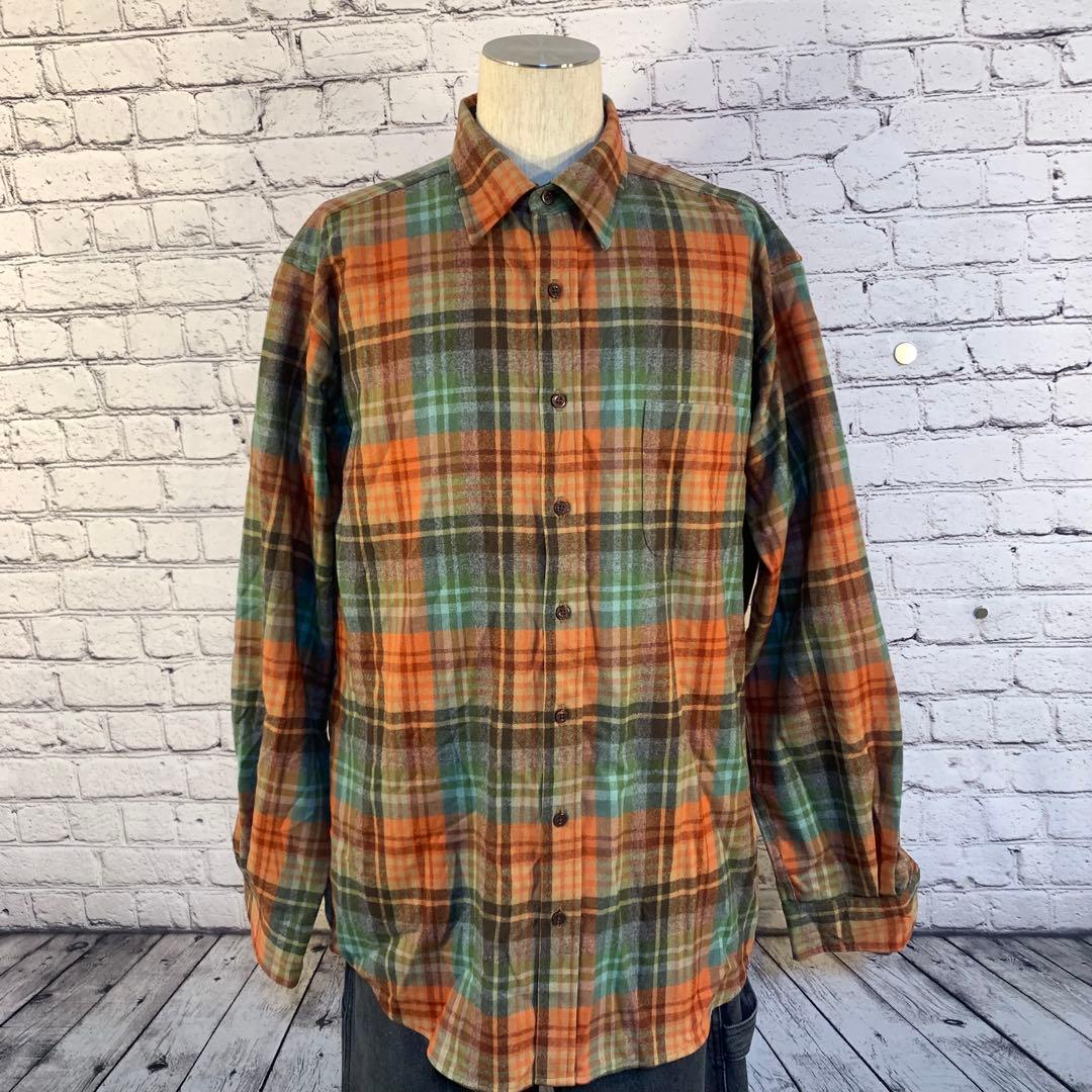 PENDLETON ペンドルトン オレンジ・グリーン・チェック柄ネルシャツ
