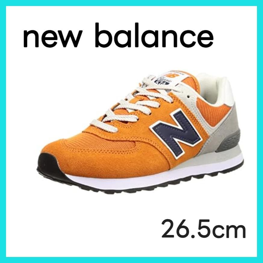 ニューバランス]スニーカー オレンジ/ネイビー 26.5cm - メルカリ