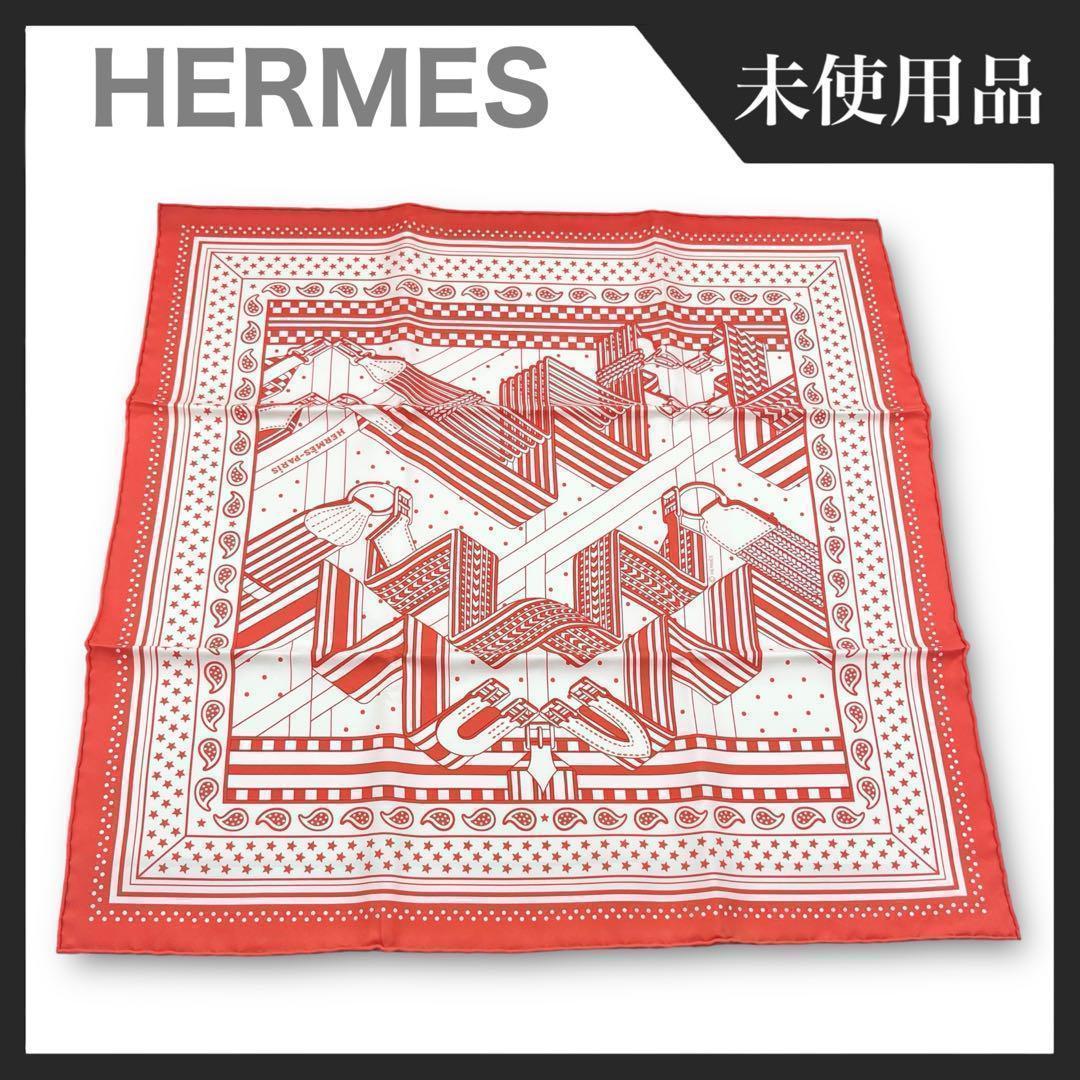 【未使用品】HERMES カレ55 ジグザグのサンダル スカーフ 赤 エルメス スカーフ カレ55 ジグザグのサングル | 東京銀座の
