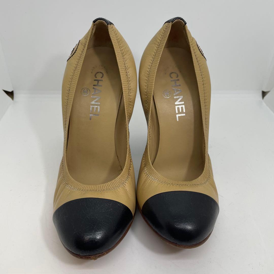 美品】シャネル CHANEL パンプス バイカラー 37 1/2 24.5㎝ - メルカリ