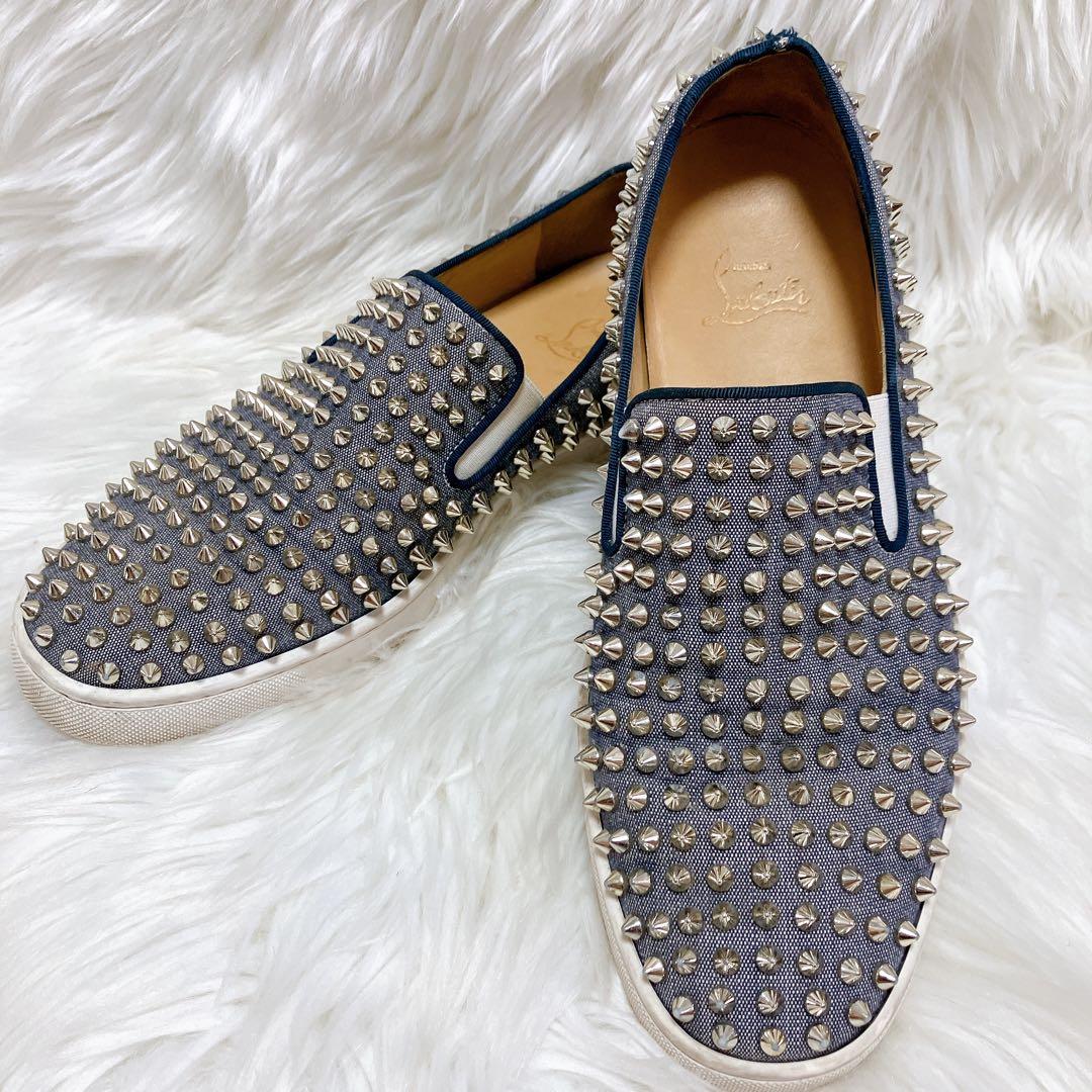 美品】クリスチャンルブタン スパイクスタッズ スリッポン スニーカー