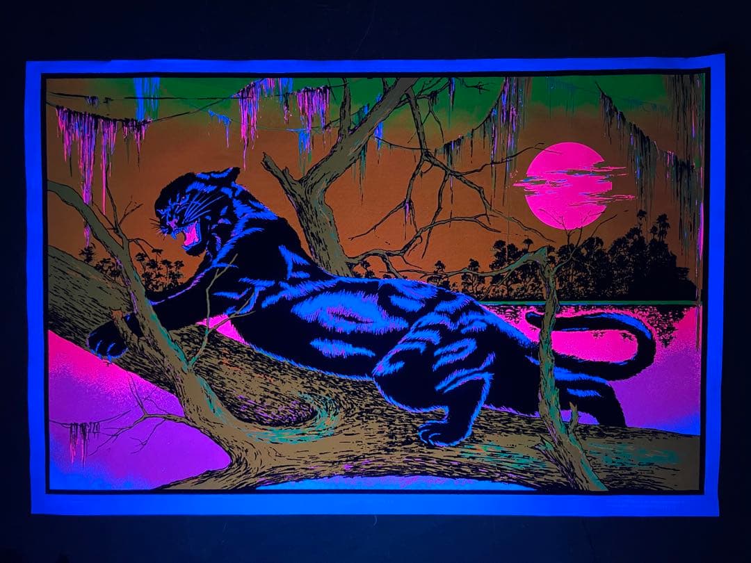 ビンテージポスター 70年代 ブラックライト ブラックパンサー タトゥー