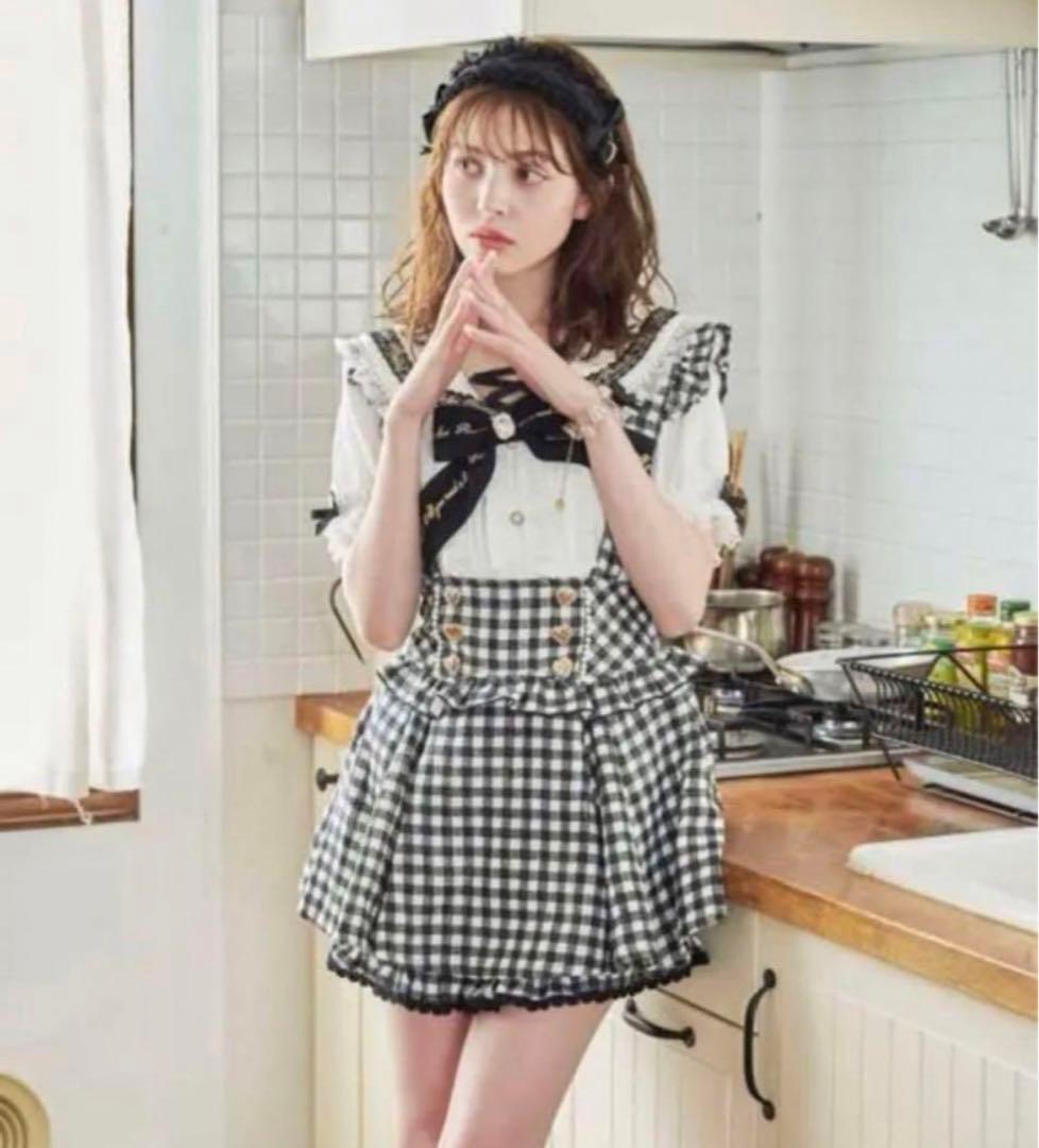 LIZLISA ギンガムツイードサスペンダー付きスカパン - メルカリ