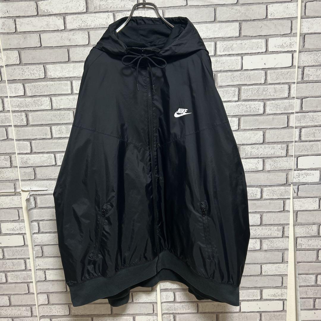 美品》Nike☆ナイキ☆ナイロンジャケット ワンポイント ブラック 3XL