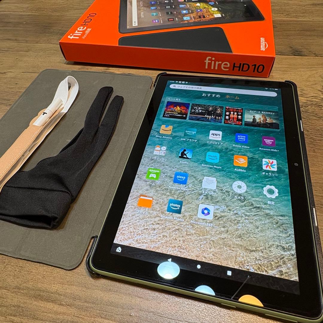 Fire HD 10 タブレット 10.1 本体 32GB オリーブ カバー付き amazon（アマゾン） Fire HD 10 32GB オリーブ タブレット 10.1インチ