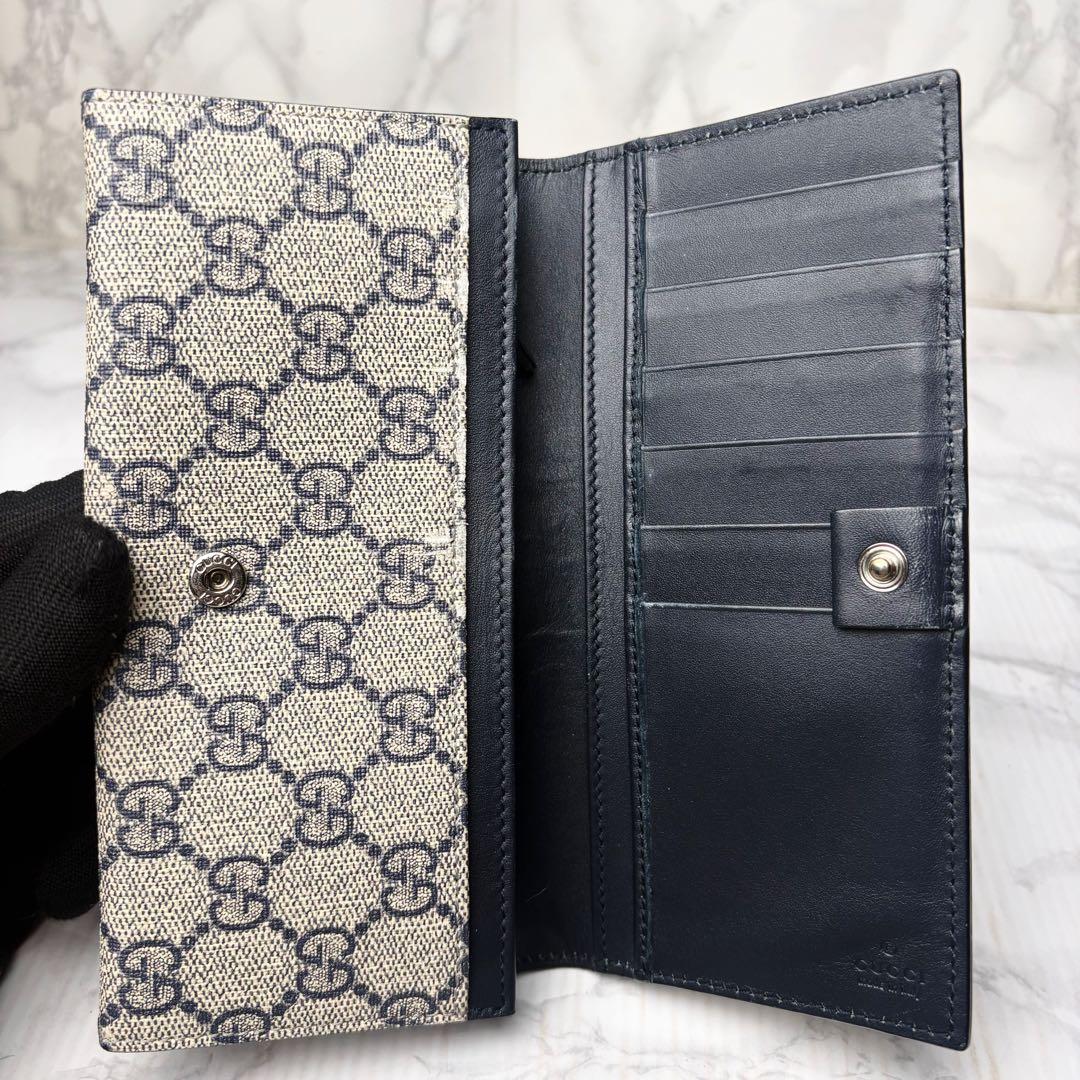 09 GUCCI 長財布 二つ折り財布 PVC GGスプリーム シェリーライン