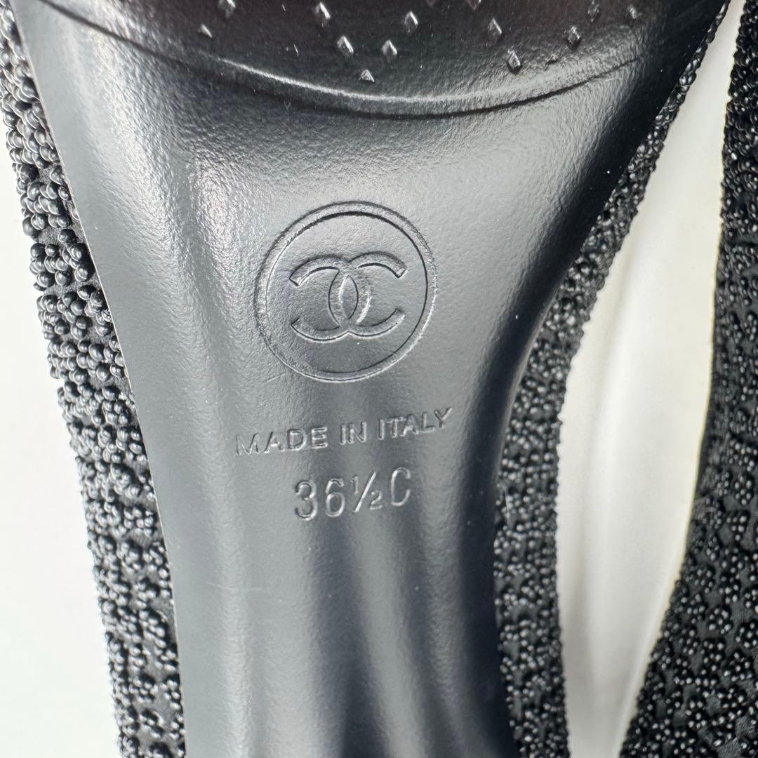 美品✨CHANEL ハイヒール　ココマーク　ブラック　サテン　23.5cm