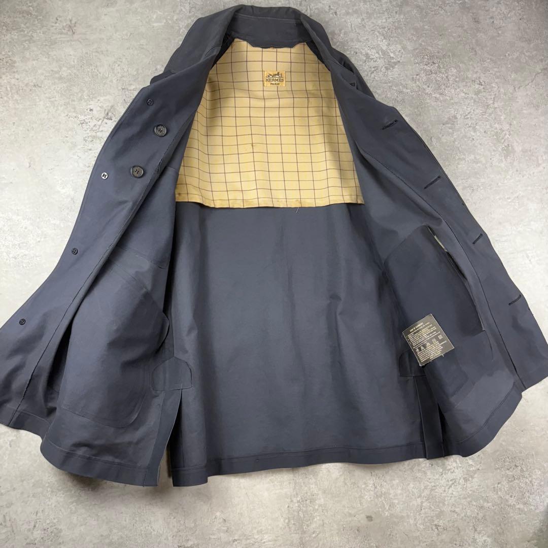 HERMES エルメス ゴム引き コート チンストラップ M 紺 バルマカーン