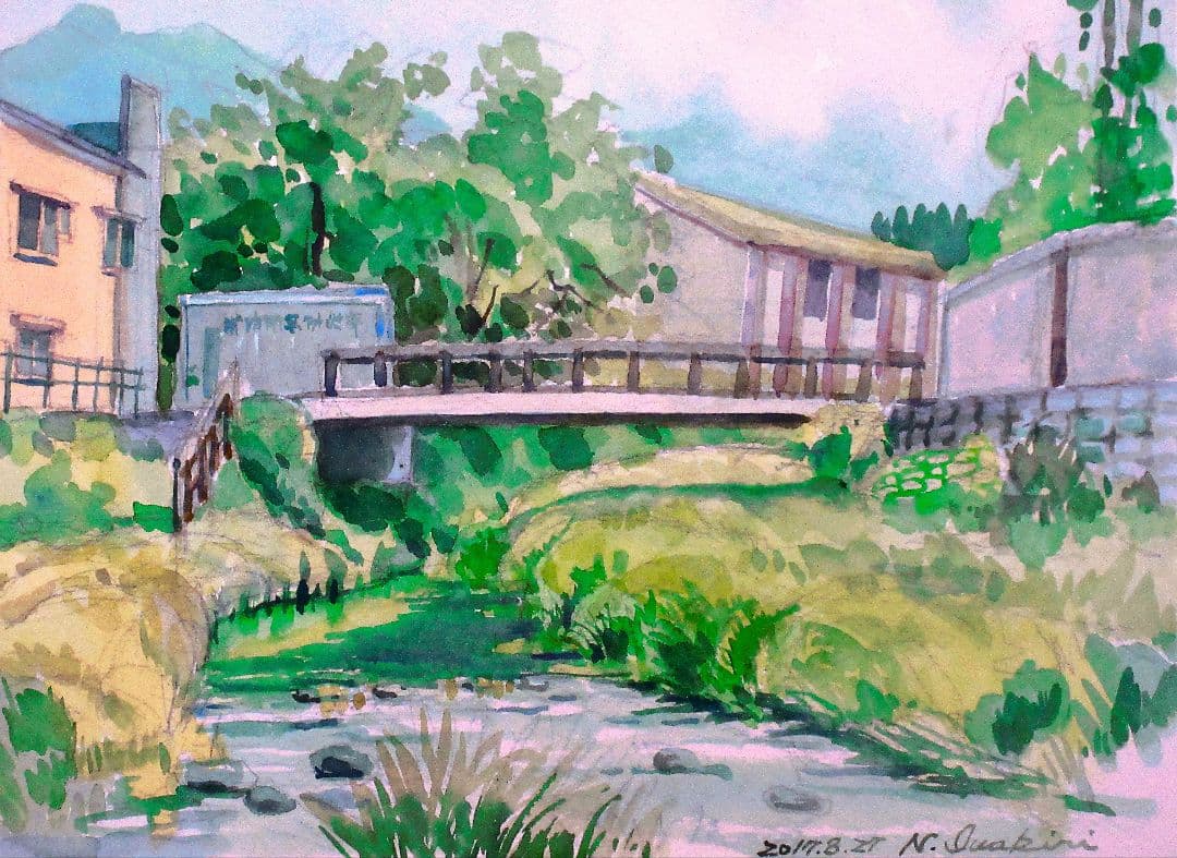 風景 水彩画 額装済み F6サイズ 原画 ミモザの小径」透明水彩画 原画 風景画 額縁付 F4サイズ 絵画 Oni 通販