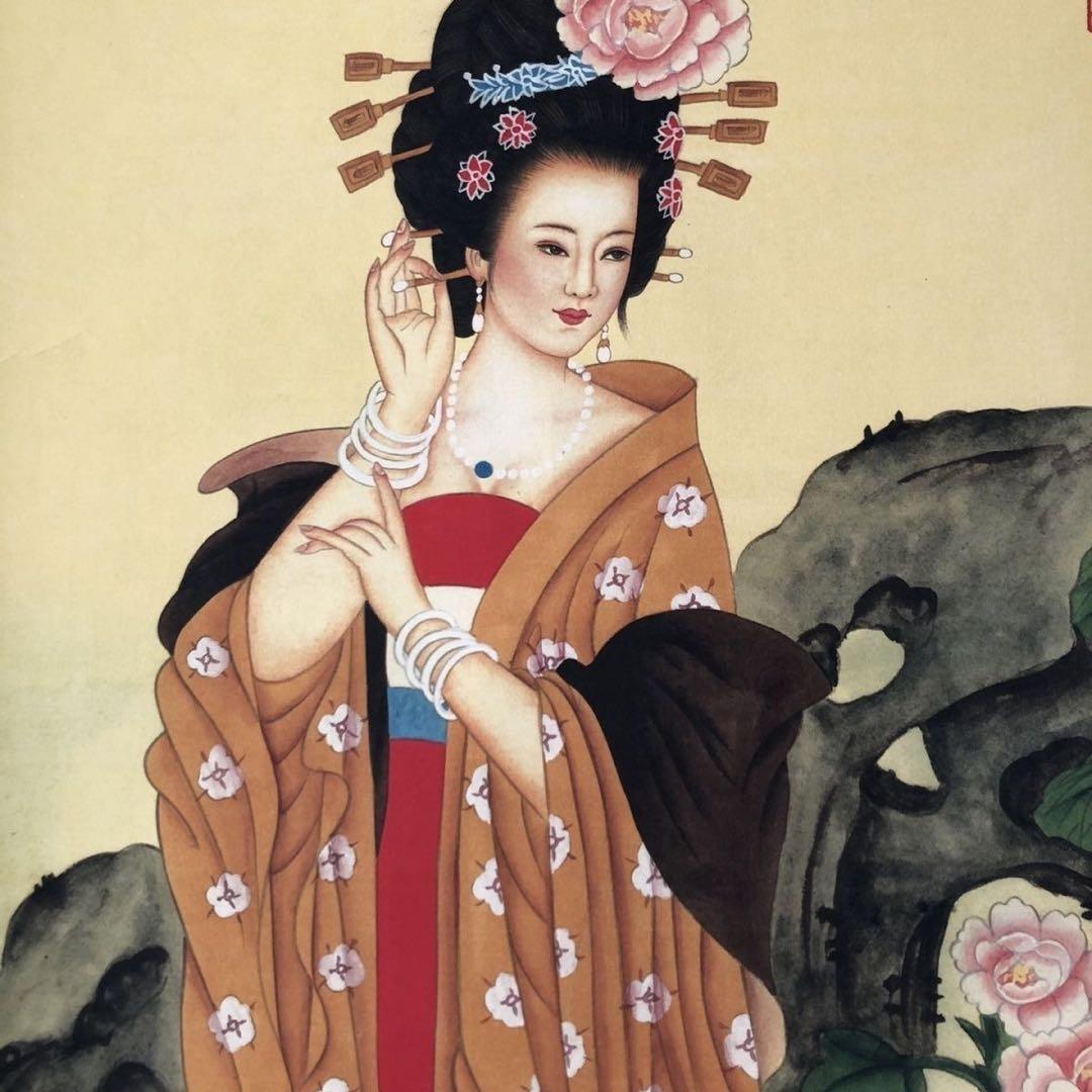 中国人物画 美人図 掛け軸 三尺中堂 宮廷風人物画・装飾用 - メルカリ