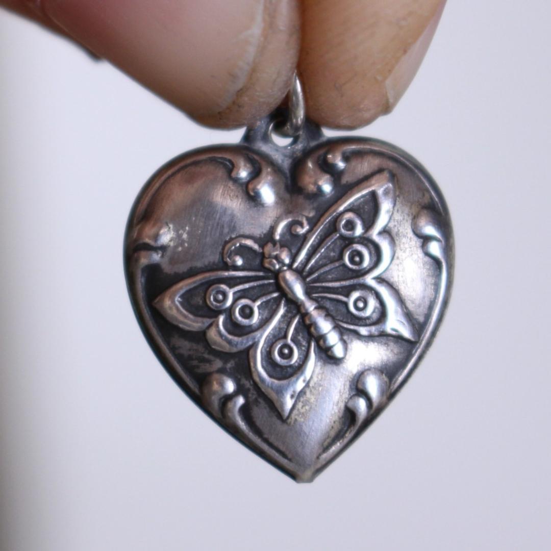 40s スウィートハートジュエリー WW2 シルバー チャーム バタフライ 蝶