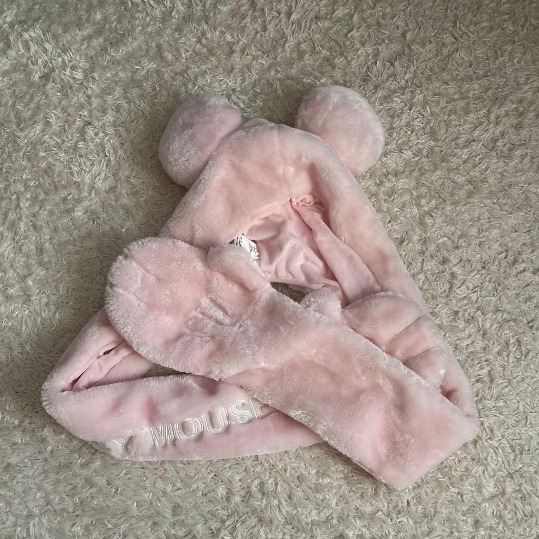 ディズニー ミニーファンキャップマフラー ピンク - メルカリ