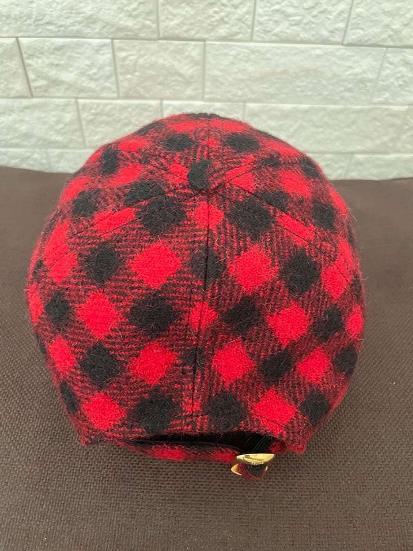 CELINE セリーヌ ⭐️チェック柄 ベースボールキャップ レッド